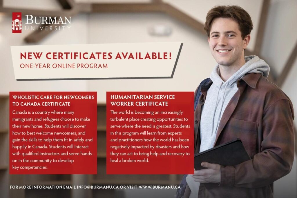 ONE-YEAR ONLINE CERTIFICATES AT BURMAN UNIVERSITY