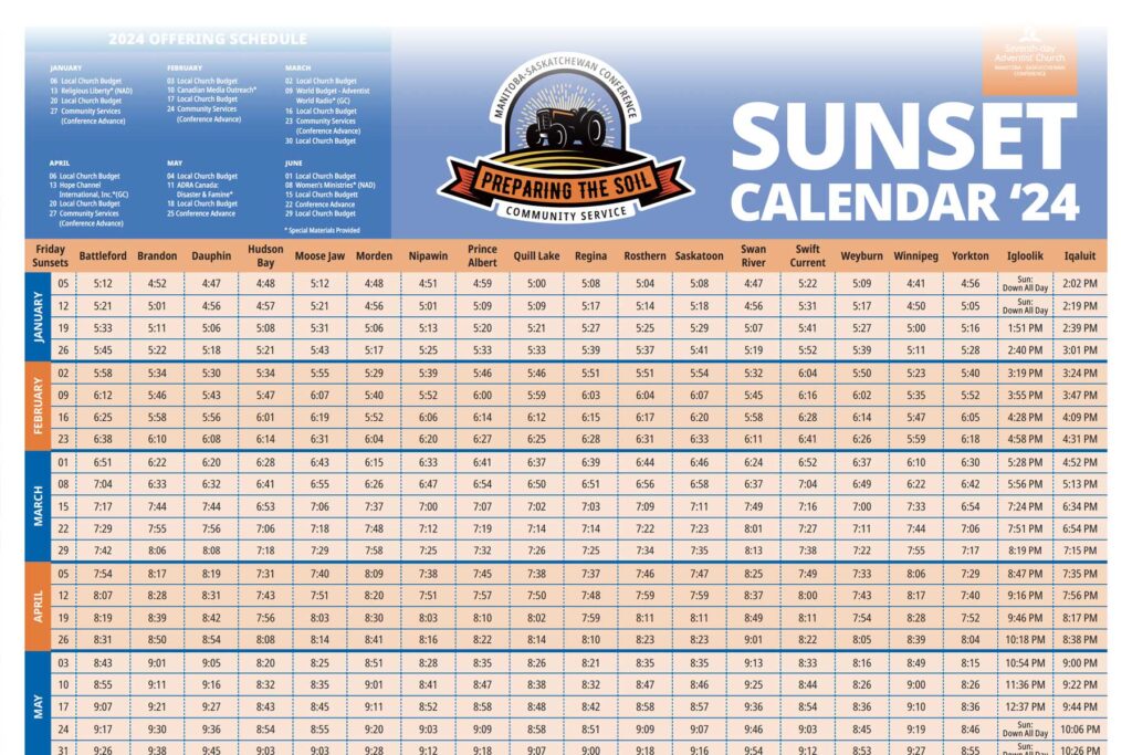 2024 Sunset Calendar